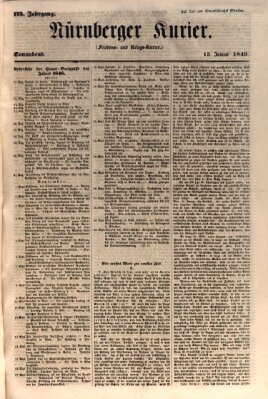 Nürnberger Kurier (Nürnberger Friedens- und Kriegs-Kurier) Samstag 13. Januar 1849