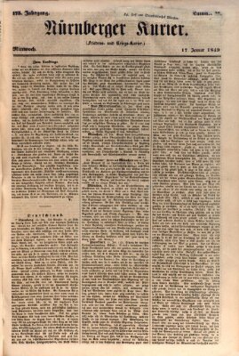 Nürnberger Kurier (Nürnberger Friedens- und Kriegs-Kurier) Mittwoch 17. Januar 1849