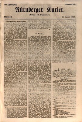 Nürnberger Kurier (Nürnberger Friedens- und Kriegs-Kurier) Mittwoch 24. Januar 1849