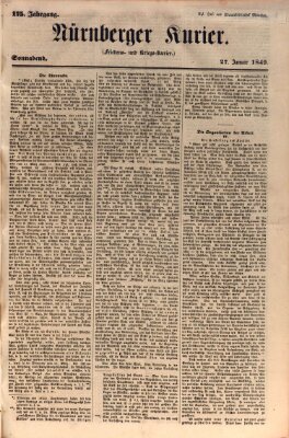 Nürnberger Kurier (Nürnberger Friedens- und Kriegs-Kurier) Samstag 27. Januar 1849