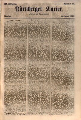 Nürnberger Kurier (Nürnberger Friedens- und Kriegs-Kurier) Montag 29. Januar 1849