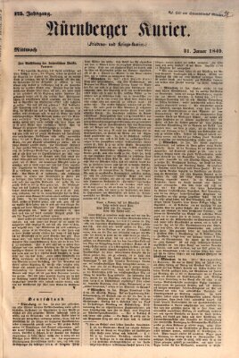 Nürnberger Kurier (Nürnberger Friedens- und Kriegs-Kurier) Mittwoch 31. Januar 1849