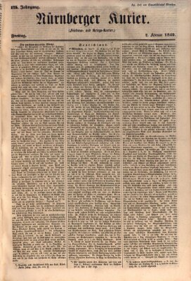 Nürnberger Kurier (Nürnberger Friedens- und Kriegs-Kurier) Freitag 2. Februar 1849