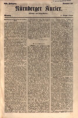 Nürnberger Kurier (Nürnberger Friedens- und Kriegs-Kurier) Montag 5. Februar 1849