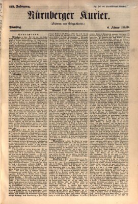 Nürnberger Kurier (Nürnberger Friedens- und Kriegs-Kurier) Dienstag 6. Februar 1849