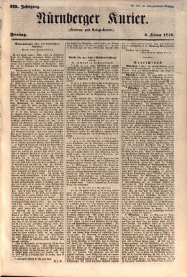 Nürnberger Kurier (Nürnberger Friedens- und Kriegs-Kurier) Freitag 9. Februar 1849