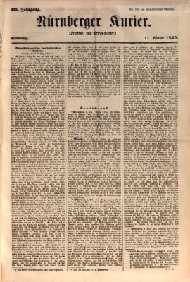 Nürnberger Kurier (Nürnberger Friedens- und Kriegs-Kurier) Sonntag 11. Februar 1849