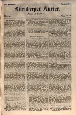 Nürnberger Kurier (Nürnberger Friedens- und Kriegs-Kurier) Dienstag 27. Februar 1849