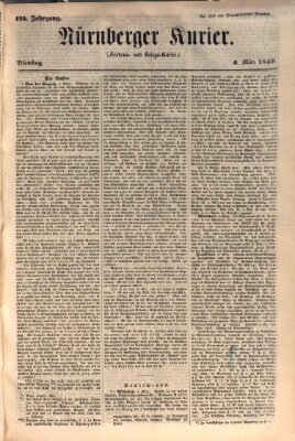 Nürnberger Kurier (Nürnberger Friedens- und Kriegs-Kurier) Dienstag 6. März 1849