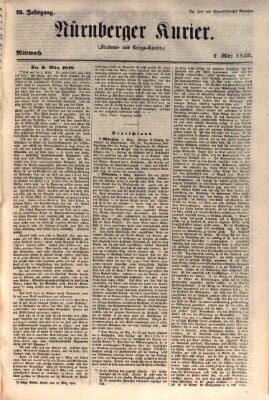 Nürnberger Kurier (Nürnberger Friedens- und Kriegs-Kurier) Mittwoch 7. März 1849