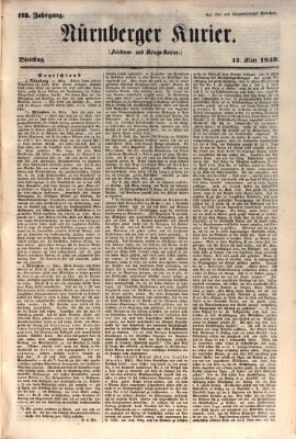 Nürnberger Kurier (Nürnberger Friedens- und Kriegs-Kurier) Dienstag 13. März 1849