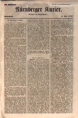 Nürnberger Kurier (Nürnberger Friedens- und Kriegs-Kurier) Samstag 17. März 1849