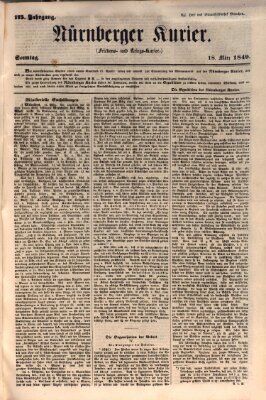 Nürnberger Kurier (Nürnberger Friedens- und Kriegs-Kurier) Sonntag 18. März 1849