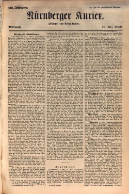 Nürnberger Kurier (Nürnberger Friedens- und Kriegs-Kurier) Mittwoch 28. März 1849
