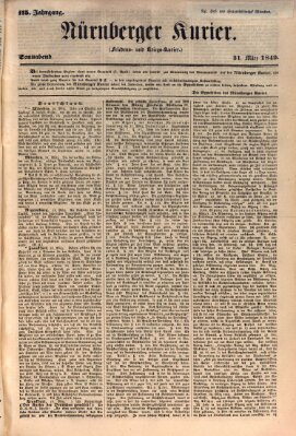 Nürnberger Kurier (Nürnberger Friedens- und Kriegs-Kurier) Samstag 31. März 1849