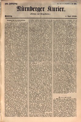 Nürnberger Kurier (Nürnberger Friedens- und Kriegs-Kurier) Sonntag 1. April 1849