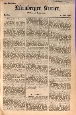 Nürnberger Kurier (Nürnberger Friedens- und Kriegs-Kurier) Freitag 6. April 1849