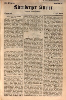 Nürnberger Kurier (Nürnberger Friedens- und Kriegs-Kurier) Samstag 7. April 1849