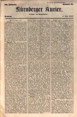 Nürnberger Kurier (Nürnberger Friedens- und Kriegs-Kurier) Sonntag 8. April 1849