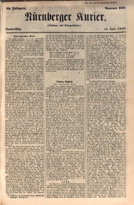 Nürnberger Kurier (Nürnberger Friedens- und Kriegs-Kurier) Donnerstag 12. April 1849