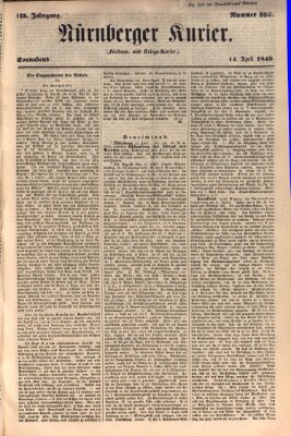 Nürnberger Kurier (Nürnberger Friedens- und Kriegs-Kurier) Samstag 14. April 1849