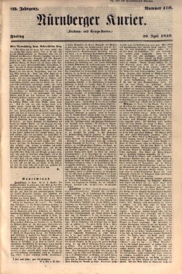 Nürnberger Kurier (Nürnberger Friedens- und Kriegs-Kurier) Freitag 20. April 1849