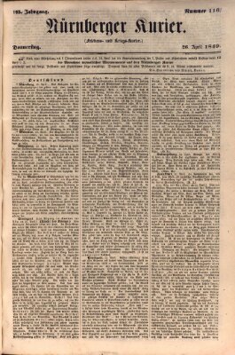 Nürnberger Kurier (Nürnberger Friedens- und Kriegs-Kurier) Donnerstag 26. April 1849