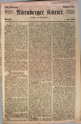 Nürnberger Kurier (Nürnberger Friedens- und Kriegs-Kurier) Montag 7. Mai 1849