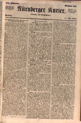 Nürnberger Kurier (Nürnberger Friedens- und Kriegs-Kurier) Freitag 11. Mai 1849