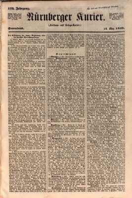 Nürnberger Kurier (Nürnberger Friedens- und Kriegs-Kurier) Samstag 12. Mai 1849