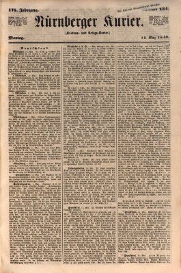 Nürnberger Kurier (Nürnberger Friedens- und Kriegs-Kurier) Montag 14. Mai 1849