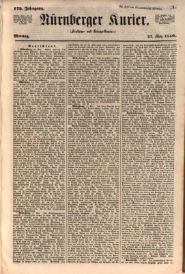 Nürnberger Kurier (Nürnberger Friedens- und Kriegs-Kurier) Montag 21. Mai 1849