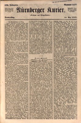 Nürnberger Kurier (Nürnberger Friedens- und Kriegs-Kurier) Donnerstag 24. Mai 1849