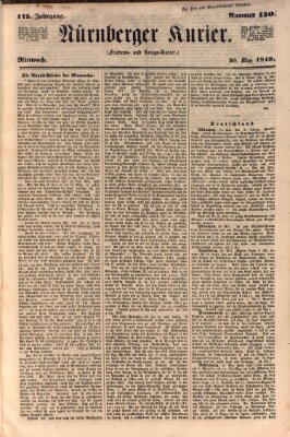 Nürnberger Kurier (Nürnberger Friedens- und Kriegs-Kurier) Mittwoch 30. Mai 1849