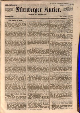 Nürnberger Kurier (Nürnberger Friedens- und Kriegs-Kurier) Donnerstag 31. Mai 1849