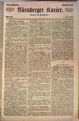 Nürnberger Kurier (Nürnberger Friedens- und Kriegs-Kurier) Montag 4. Juni 1849