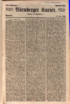 Nürnberger Kurier (Nürnberger Friedens- und Kriegs-Kurier) Mittwoch 13. Juni 1849