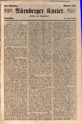 Nürnberger Kurier (Nürnberger Friedens- und Kriegs-Kurier) Donnerstag 14. Juni 1849