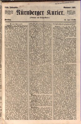 Nürnberger Kurier (Nürnberger Friedens- und Kriegs-Kurier) Freitag 15. Juni 1849