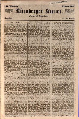 Nürnberger Kurier (Nürnberger Friedens- und Kriegs-Kurier) Sonntag 17. Juni 1849