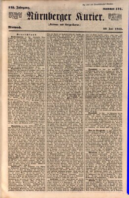 Nürnberger Kurier (Nürnberger Friedens- und Kriegs-Kurier) Mittwoch 20. Juni 1849