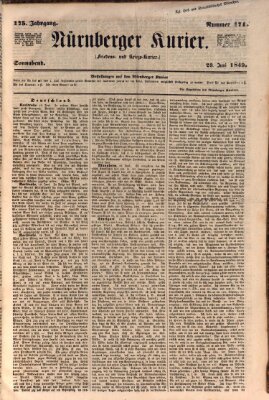 Nürnberger Kurier (Nürnberger Friedens- und Kriegs-Kurier) Samstag 23. Juni 1849