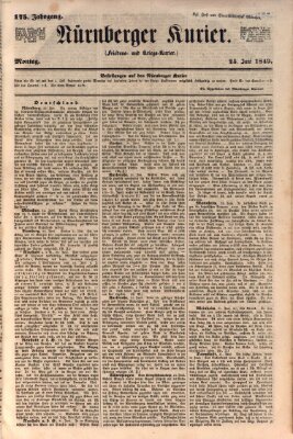 Nürnberger Kurier (Nürnberger Friedens- und Kriegs-Kurier) Montag 25. Juni 1849