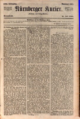 Nürnberger Kurier (Nürnberger Friedens- und Kriegs-Kurier) Samstag 30. Juni 1849