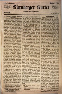 Nürnberger Kurier (Nürnberger Friedens- und Kriegs-Kurier) Mittwoch 4. Juli 1849