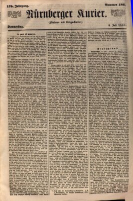 Nürnberger Kurier (Nürnberger Friedens- und Kriegs-Kurier) Donnerstag 5. Juli 1849