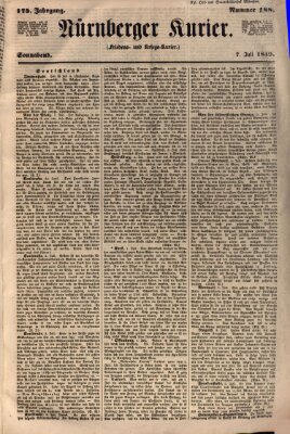 Nürnberger Kurier (Nürnberger Friedens- und Kriegs-Kurier) Samstag 7. Juli 1849