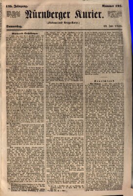 Nürnberger Kurier (Nürnberger Friedens- und Kriegs-Kurier) Donnerstag 12. Juli 1849