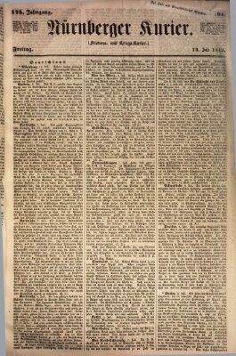 Nürnberger Kurier (Nürnberger Friedens- und Kriegs-Kurier) Freitag 13. Juli 1849