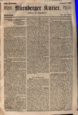 Nürnberger Kurier (Nürnberger Friedens- und Kriegs-Kurier) Samstag 14. Juli 1849